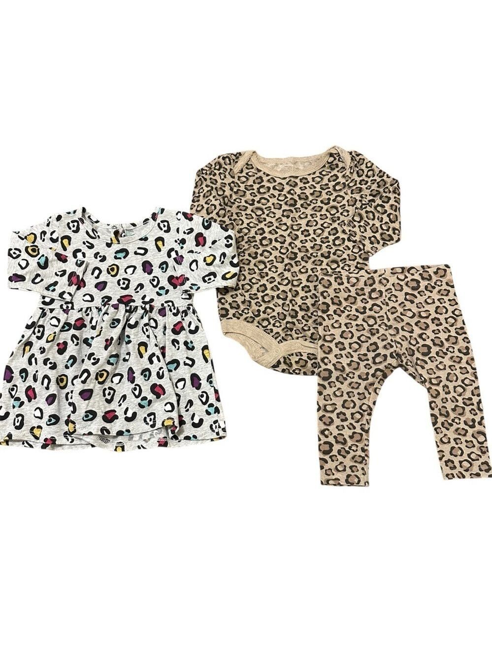 George Baby Leopard Animal Print Bundle of Dress and Leggings Bodysuit Set 6-12m